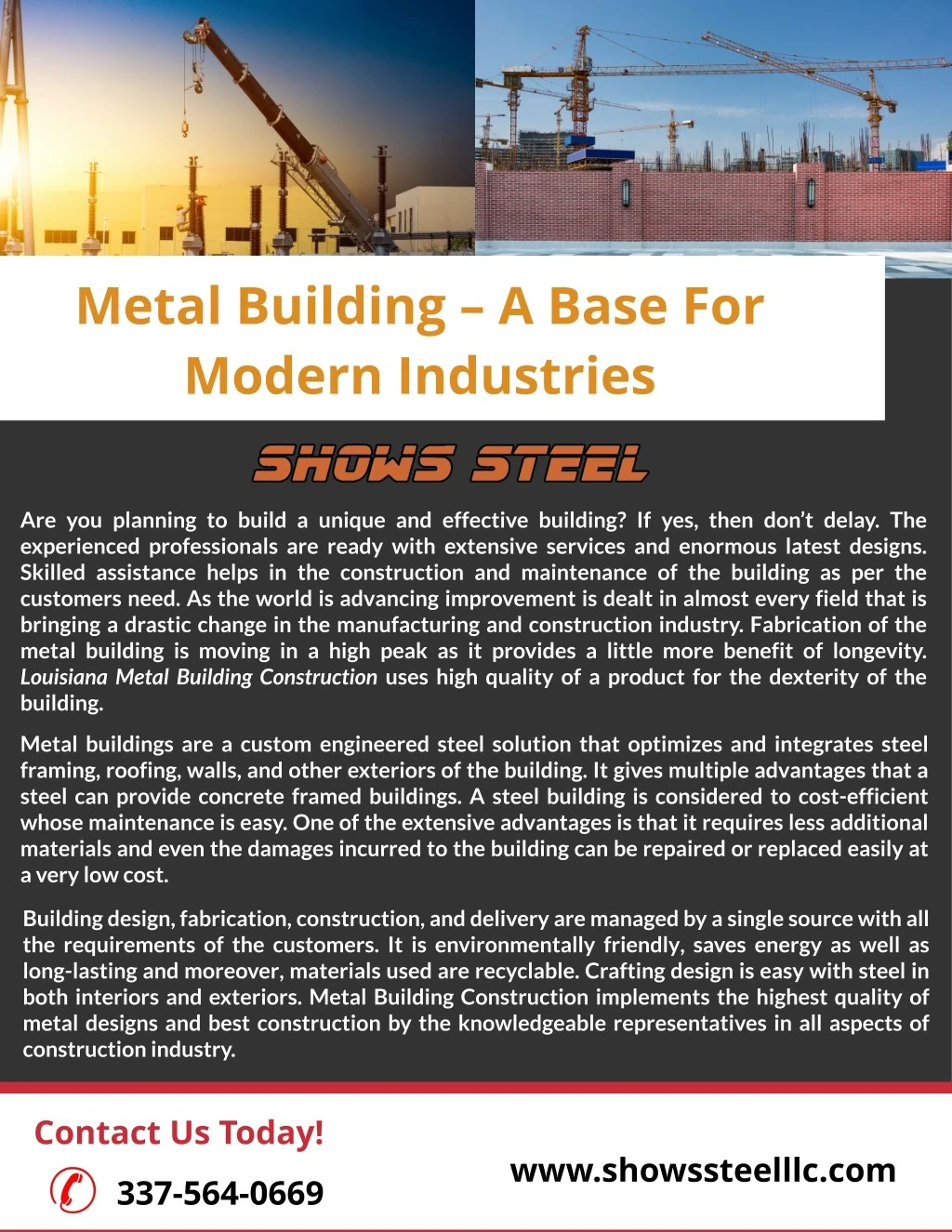 metal building a base for modern industries n.