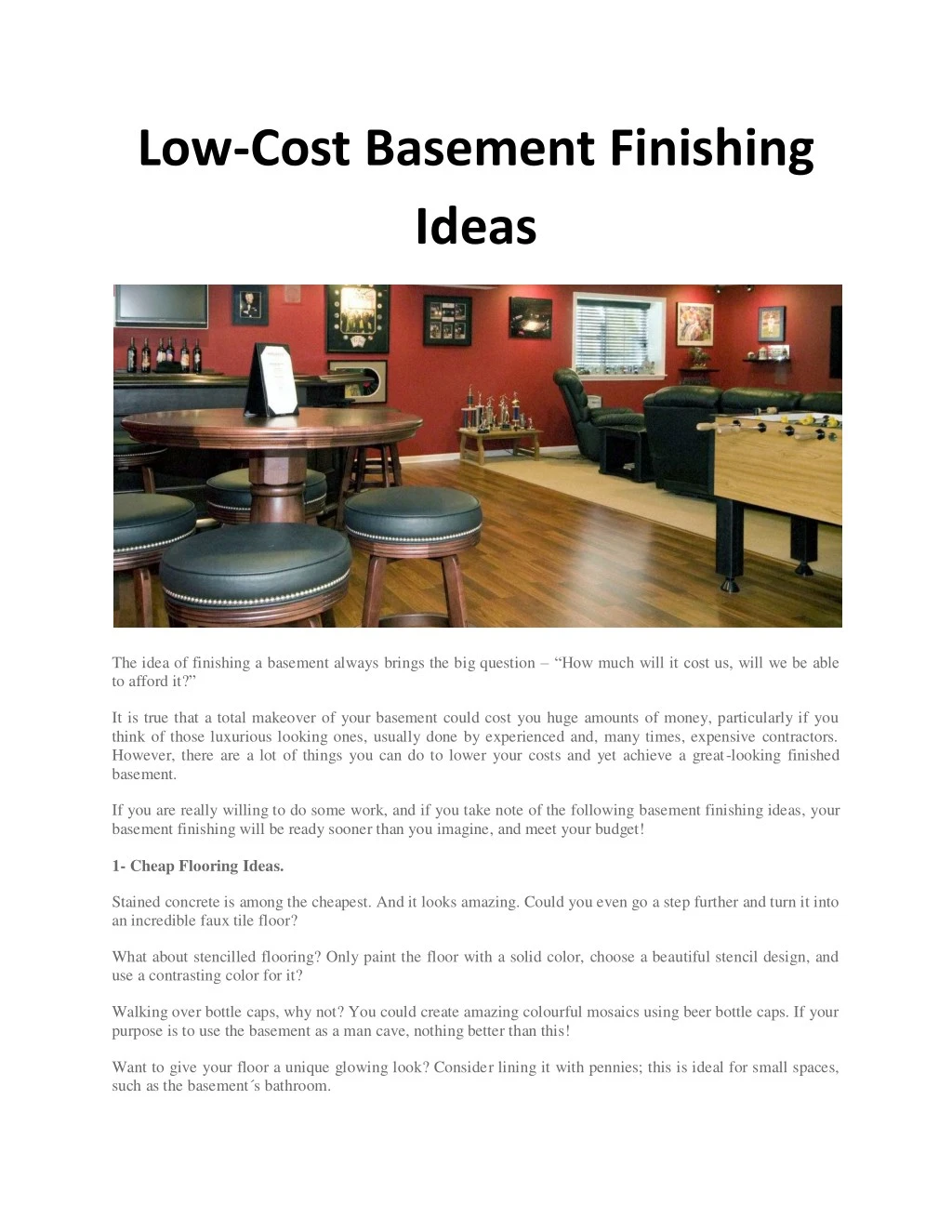 Ppt Low Cost Basement Finishing Ideas Powerpoint Presentation