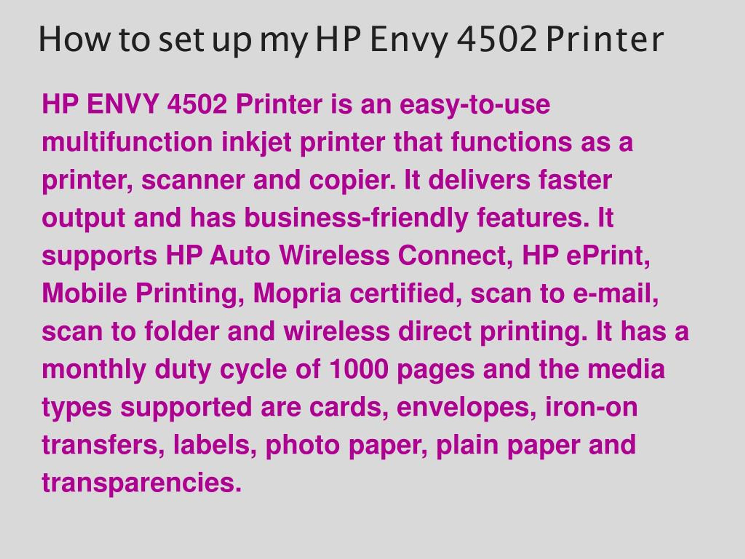 Ppt Hp Envy 4502 Printer Setup And Troubleshooting Solution Powerpoint Presentation Id7757657 8439