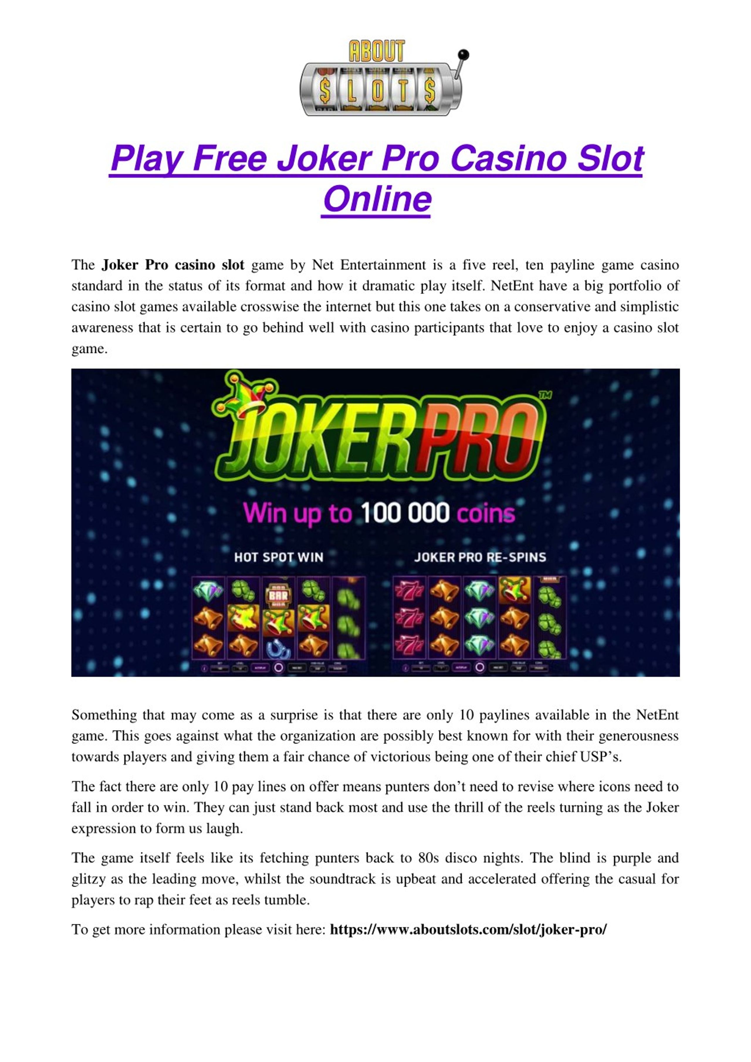Ppt Play Free Joker Pro Casino Slot Online Powerpoint Presentation Free Download Id 7757667