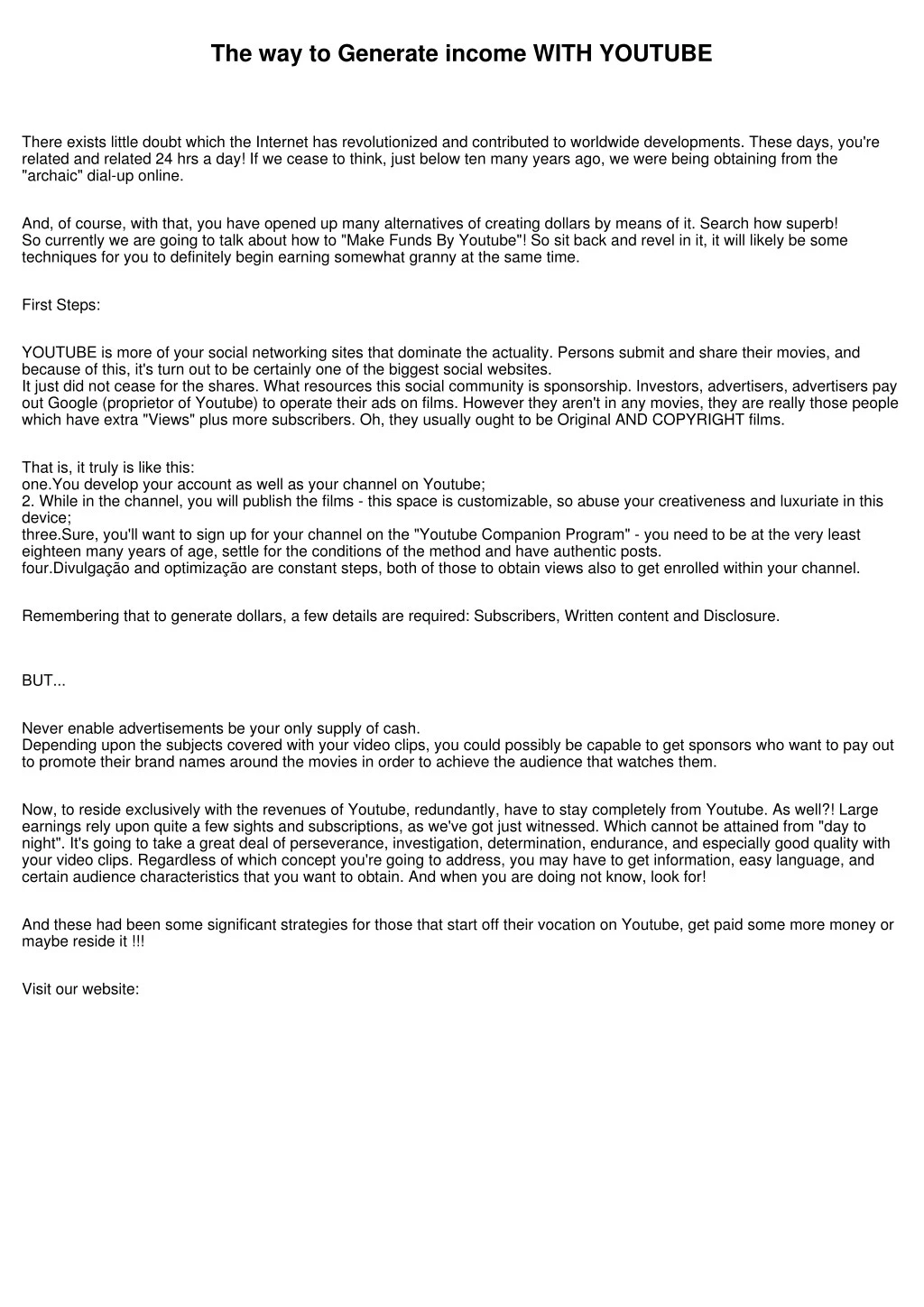 the way to generate income with youtube n.