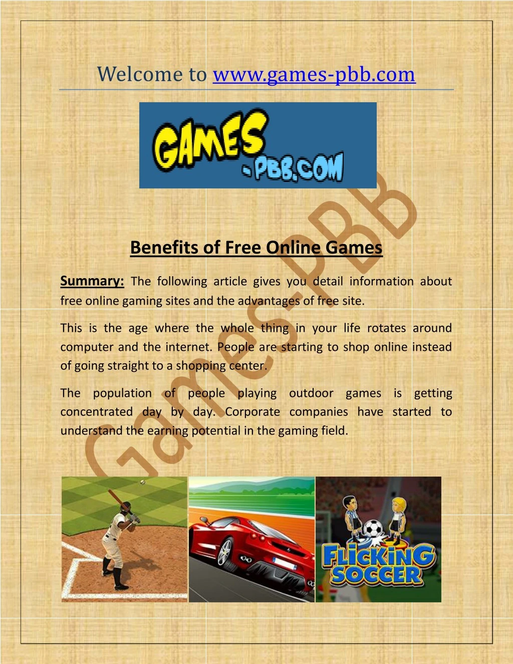 welcome to www games pbb com n.