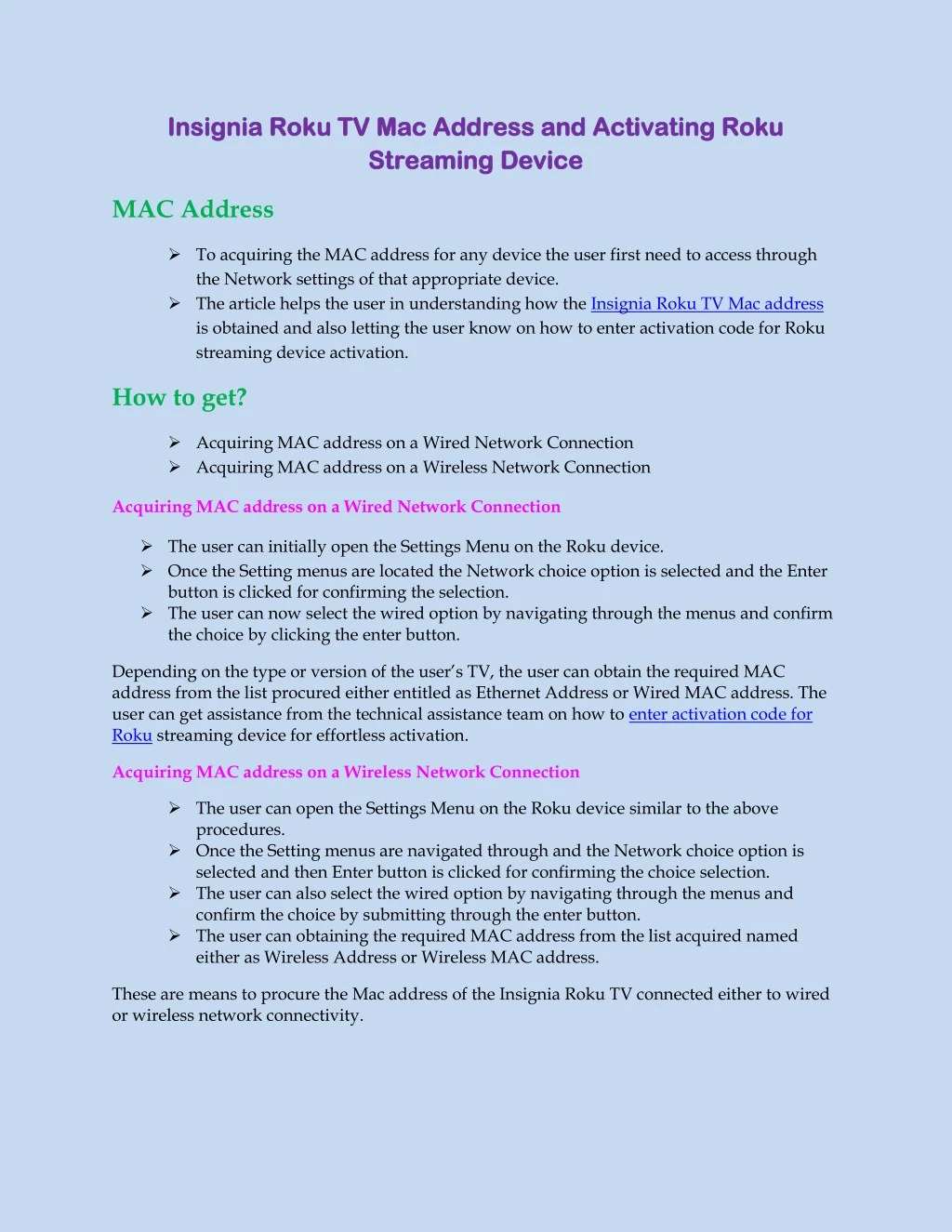 how to get roku mac address