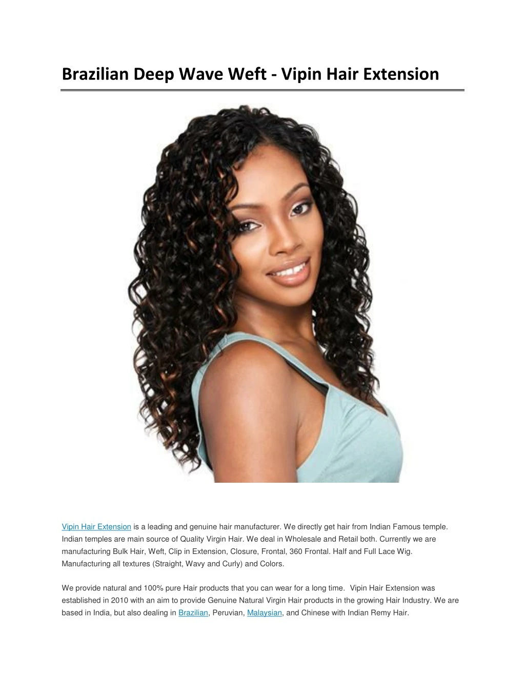 Ppt Brazilian Deep Wave Weft Vipin Hair Extension Powerpoint