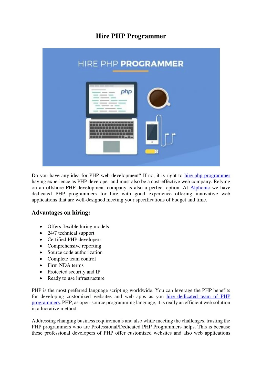 hire php programmer n.