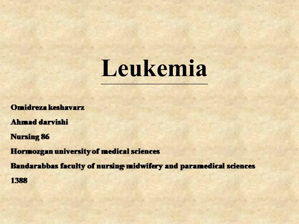 PPT - Leukemia PowerPoint Presentation, Free Download - ID:776046