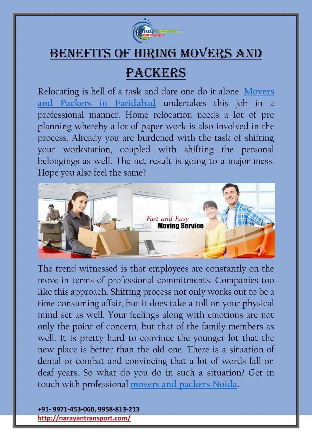 benefits of hiring movers and packers n.