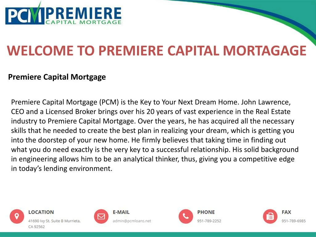 welcome to premiere capital mortagage n.