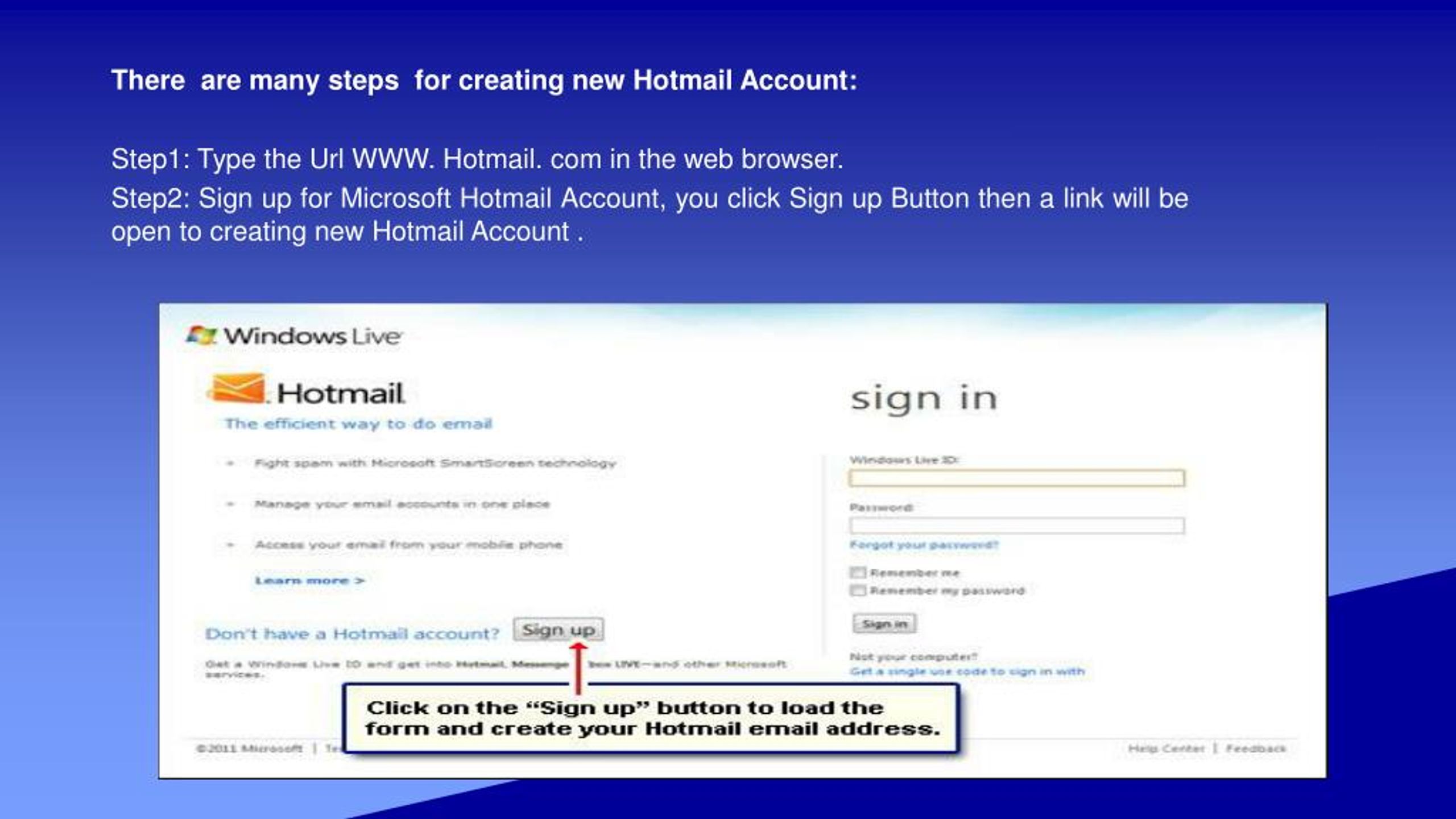 PPT How to Create and Delete Hotmail Account PowerPoint Presentation