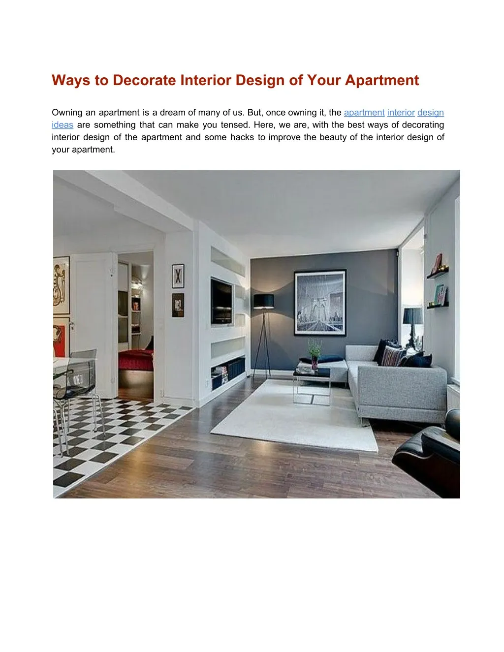 Ppt Ways To Decorate Interior Design Of Your Apartment