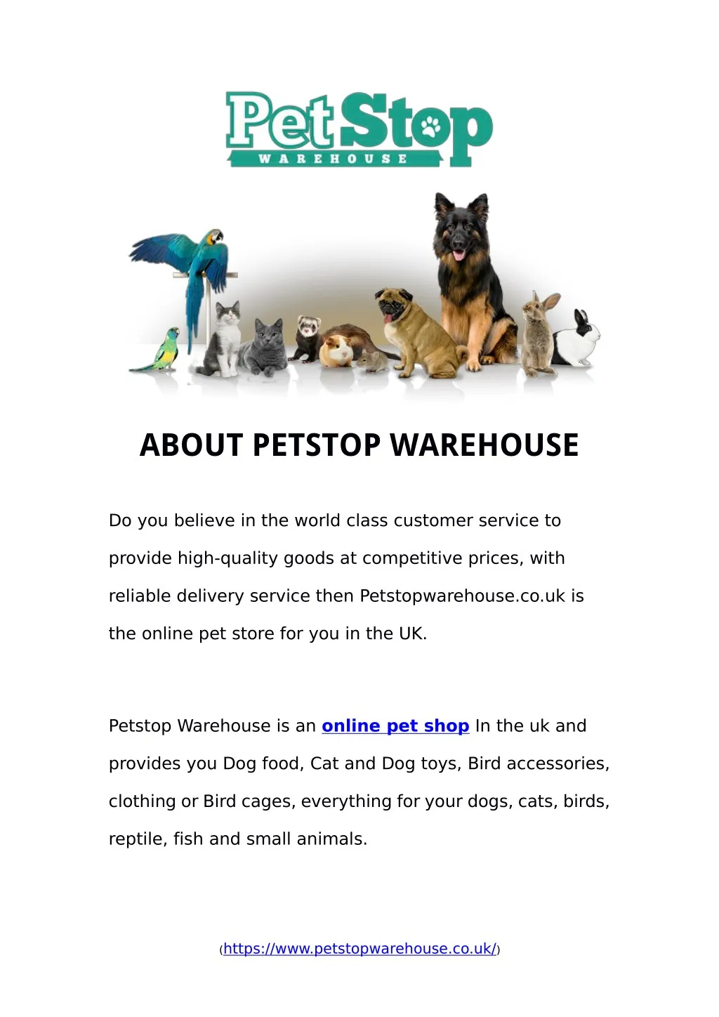 about petstop warehouse n.