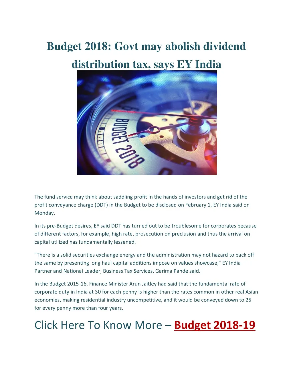 budget 2018 govt may abolish dividend n.