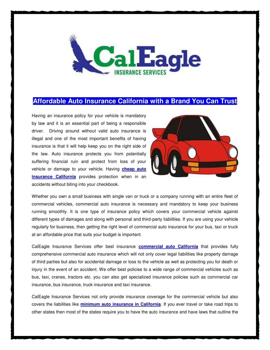 PPT Affordable Auto Insurance California with a Brand