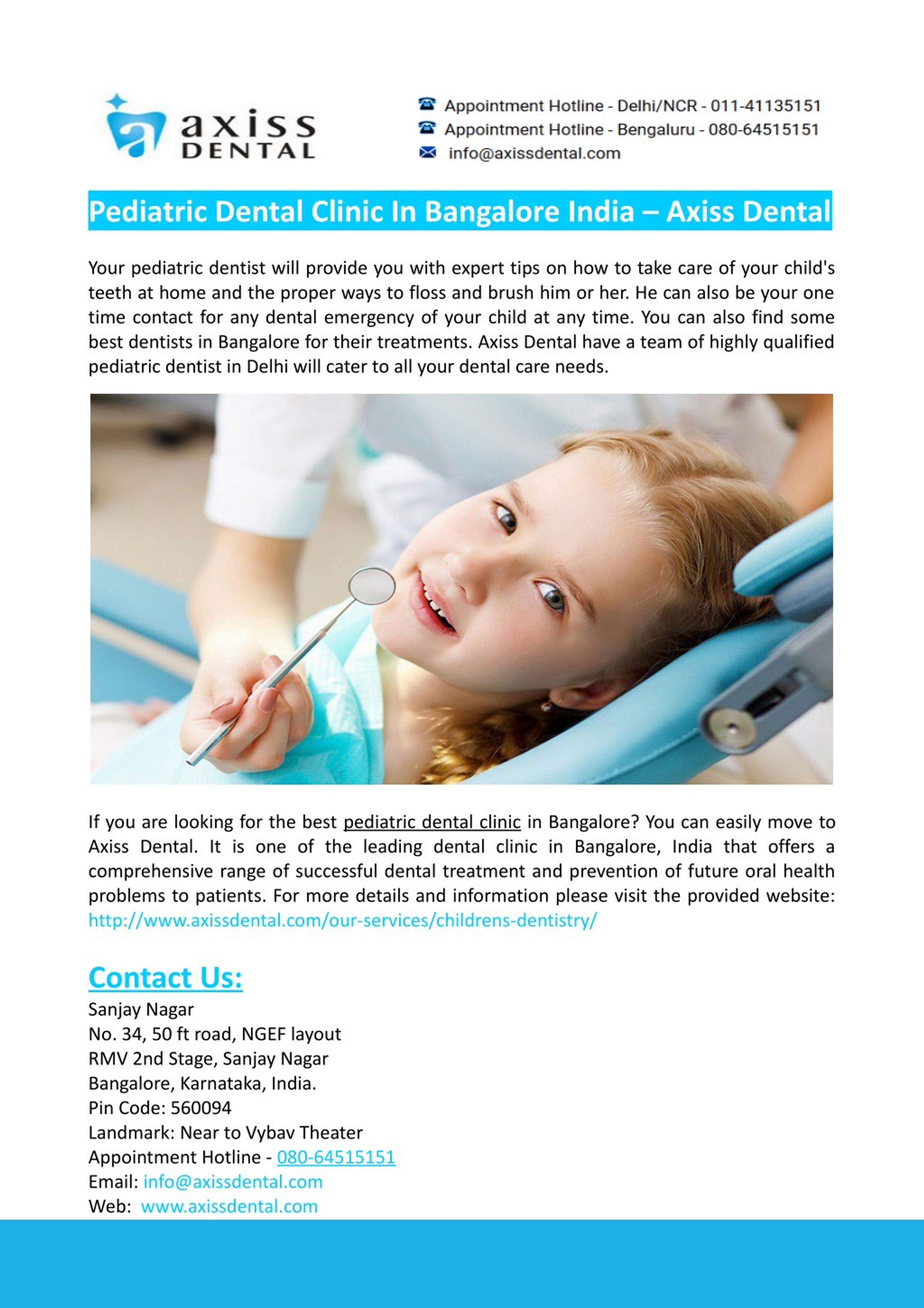 PPT - Pediatric Dental Clinic In Bangalore India â€" Axiss ...