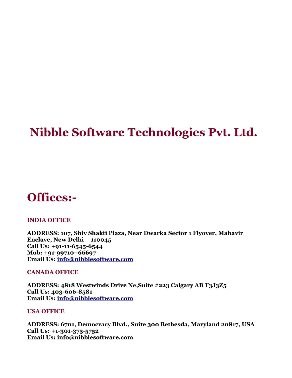 nibble software technologies pvt ltd n.