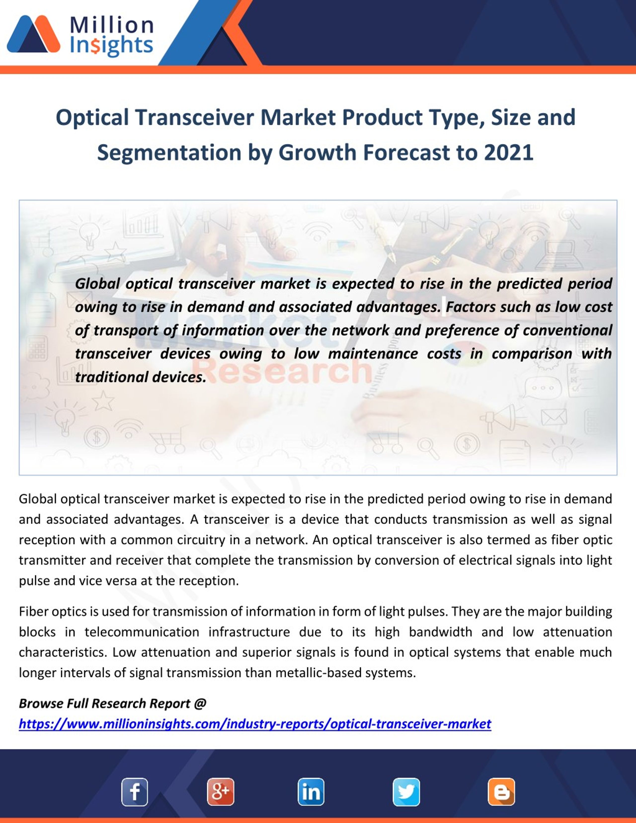 PPT Optical Transceiver Market Product Type, Size and Segmentation by