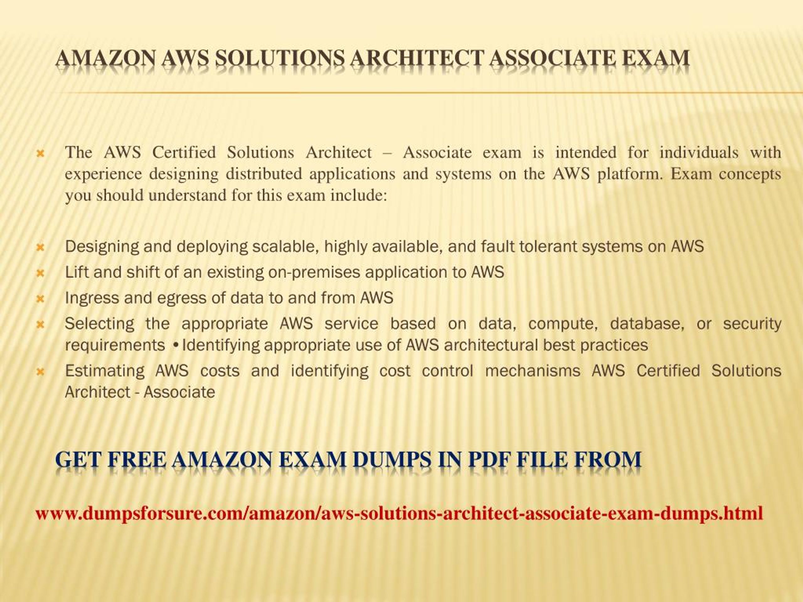 dumps for aws solution architect associate exam