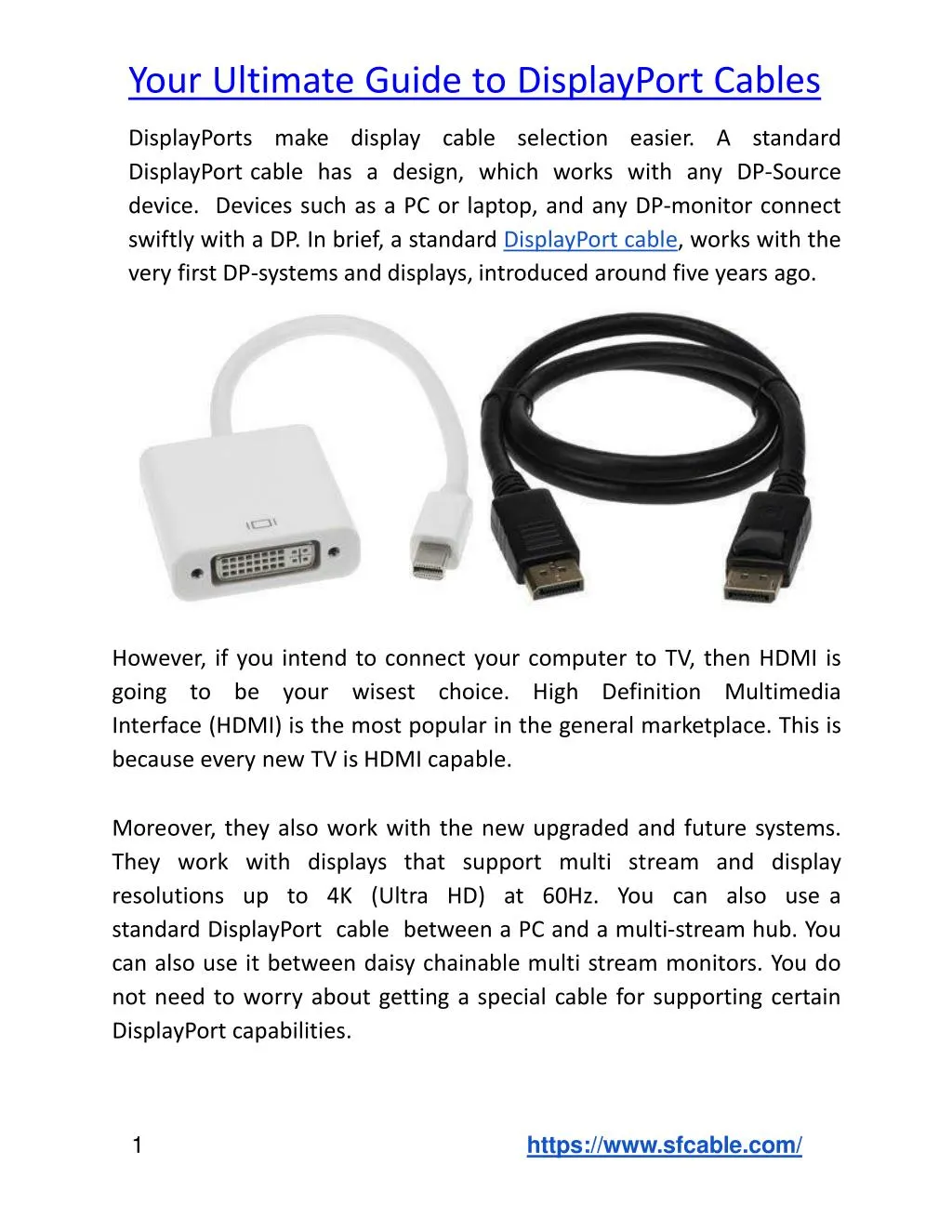 your ultimate guide to displayport cables n.
