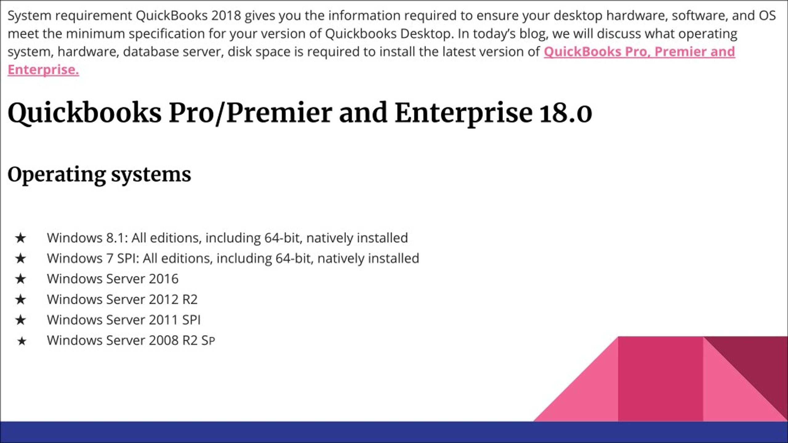 minimum system requirements for quickbooks 2018