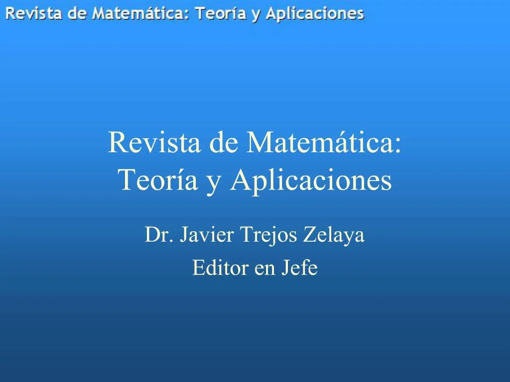 PPT - Revista De Matem Tica: Teor A Y Aplicaciones PowerPoint ...