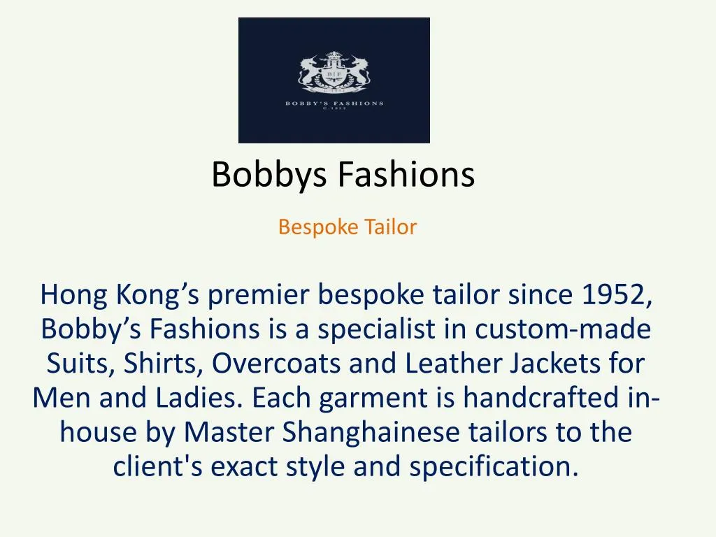 bobbys fashions bespoke tailor n.