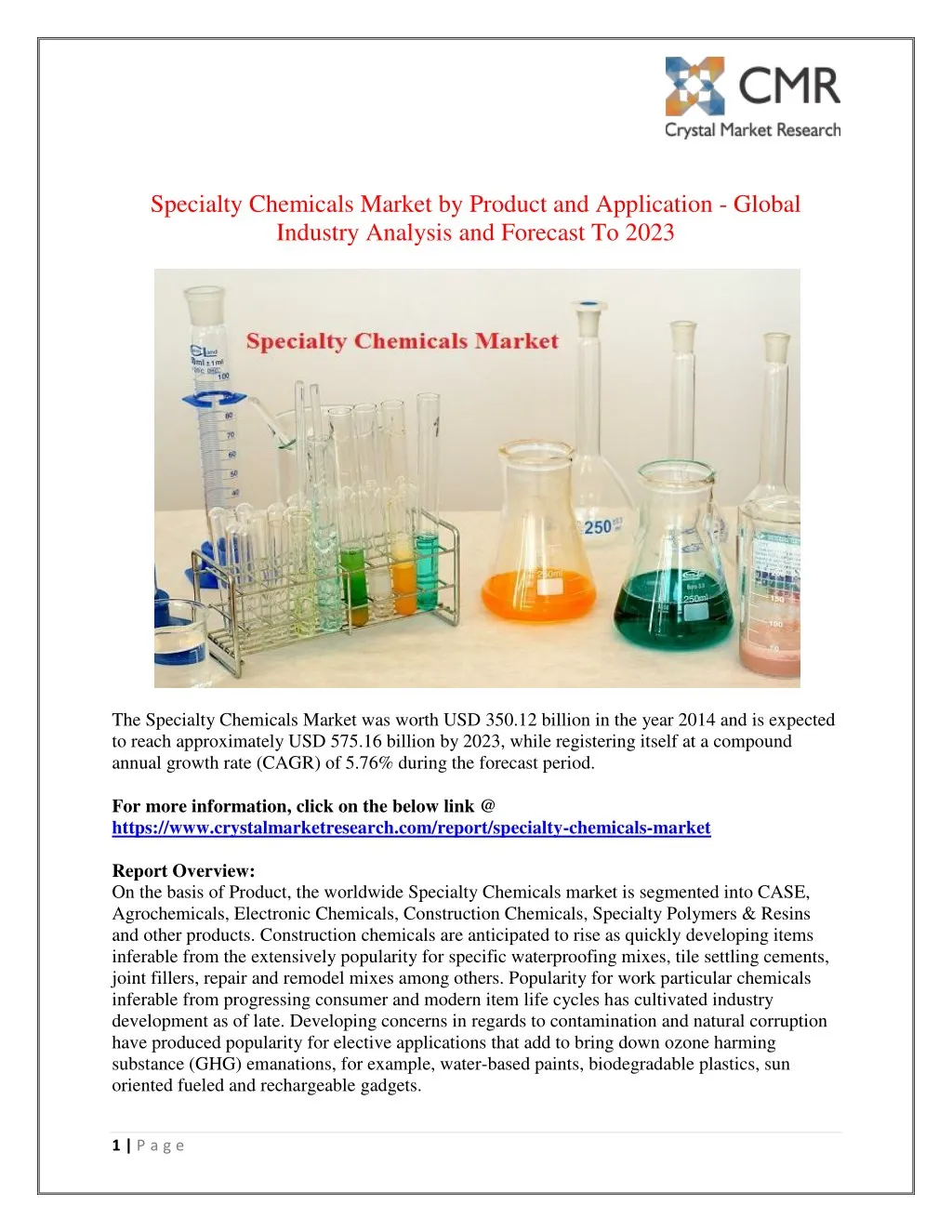 specialty chemicals market by product n.