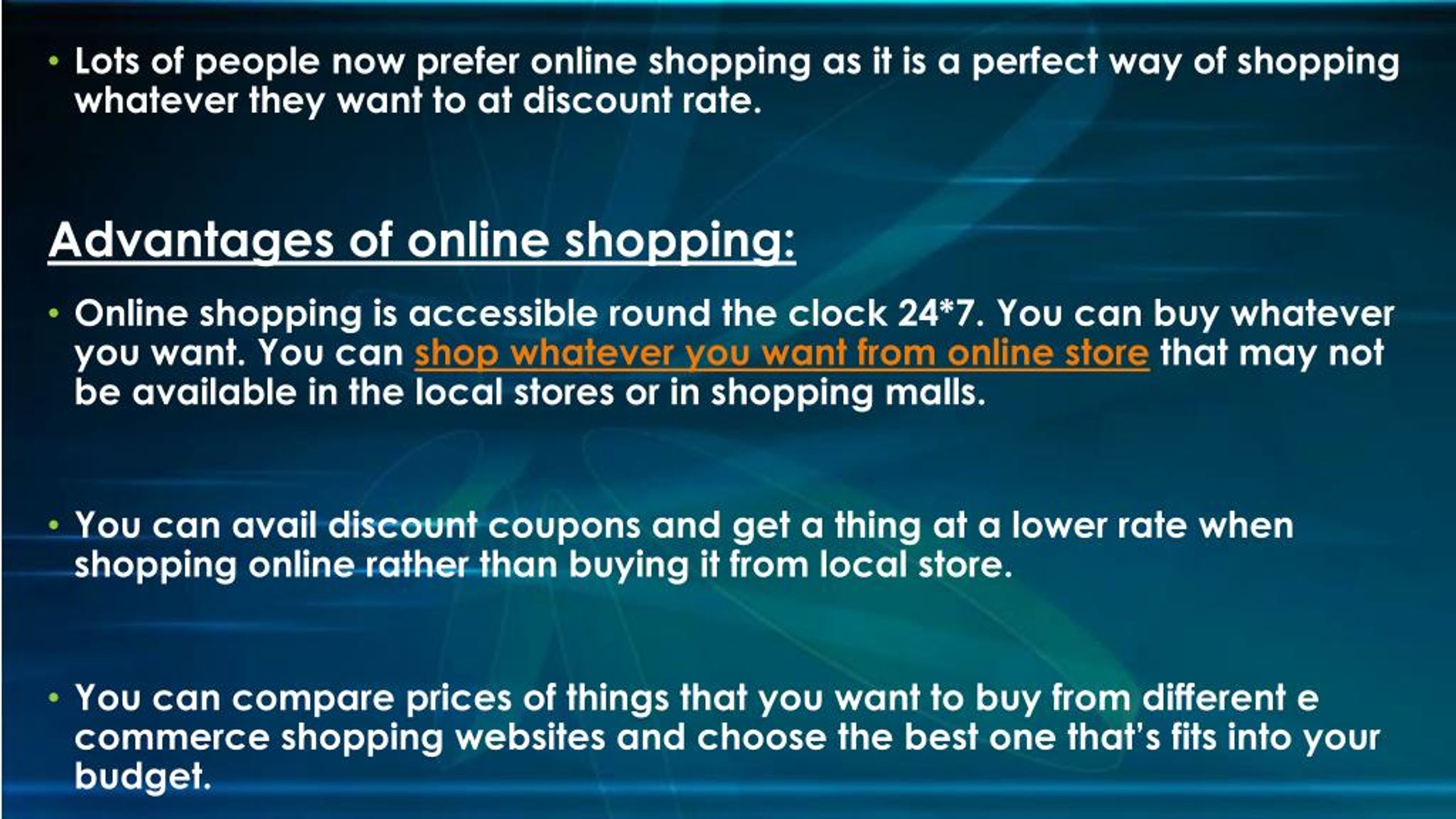 presentation on disadvantages of online shopping