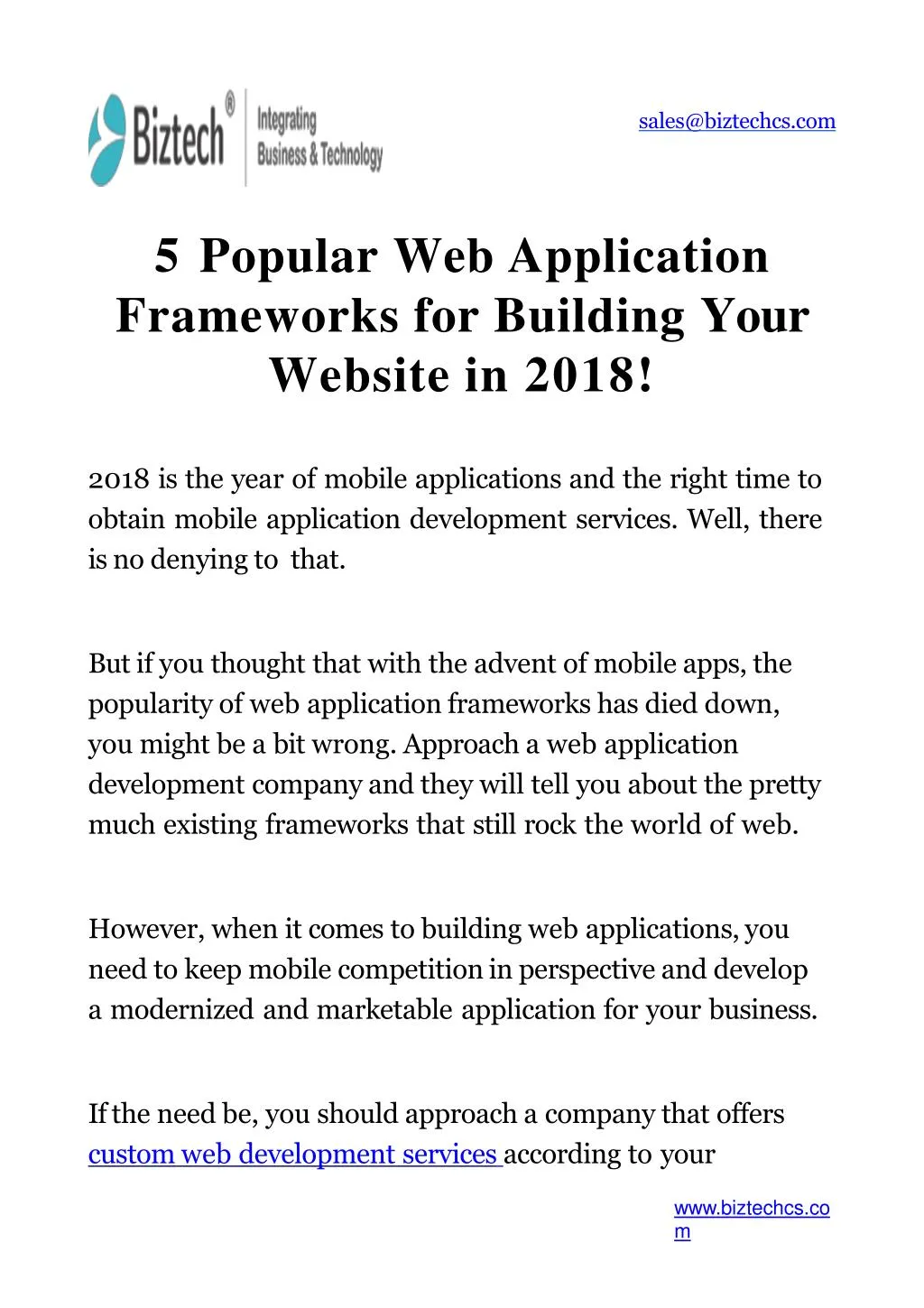 5 popular web application frameworks for building your website in 2018 n.