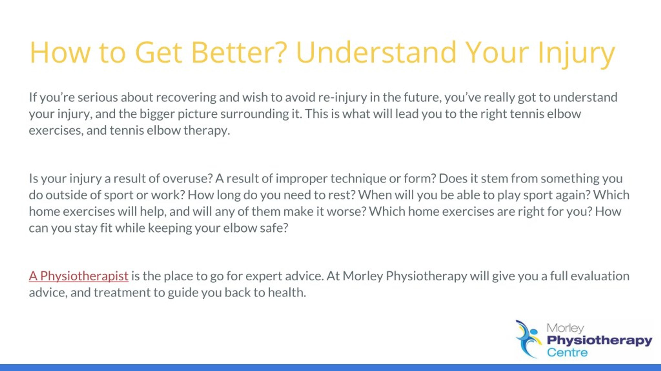 Ppt Tennis Elbow Have You Got It And What To Do Morley Physiotherapy Centre Powerpoint Presentation Id 7792300