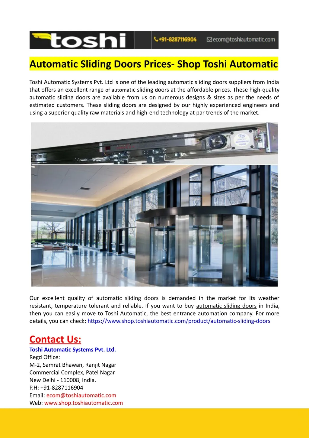 PPT Automatic Sliding Doors Prices Shop Toshi Automatic PowerPoint
