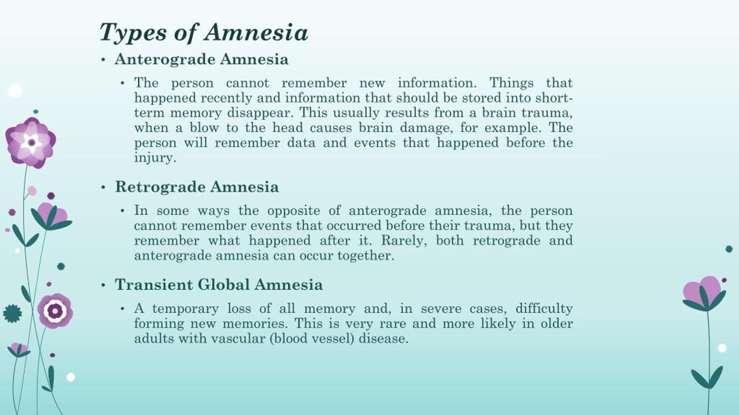 causes of amnesia