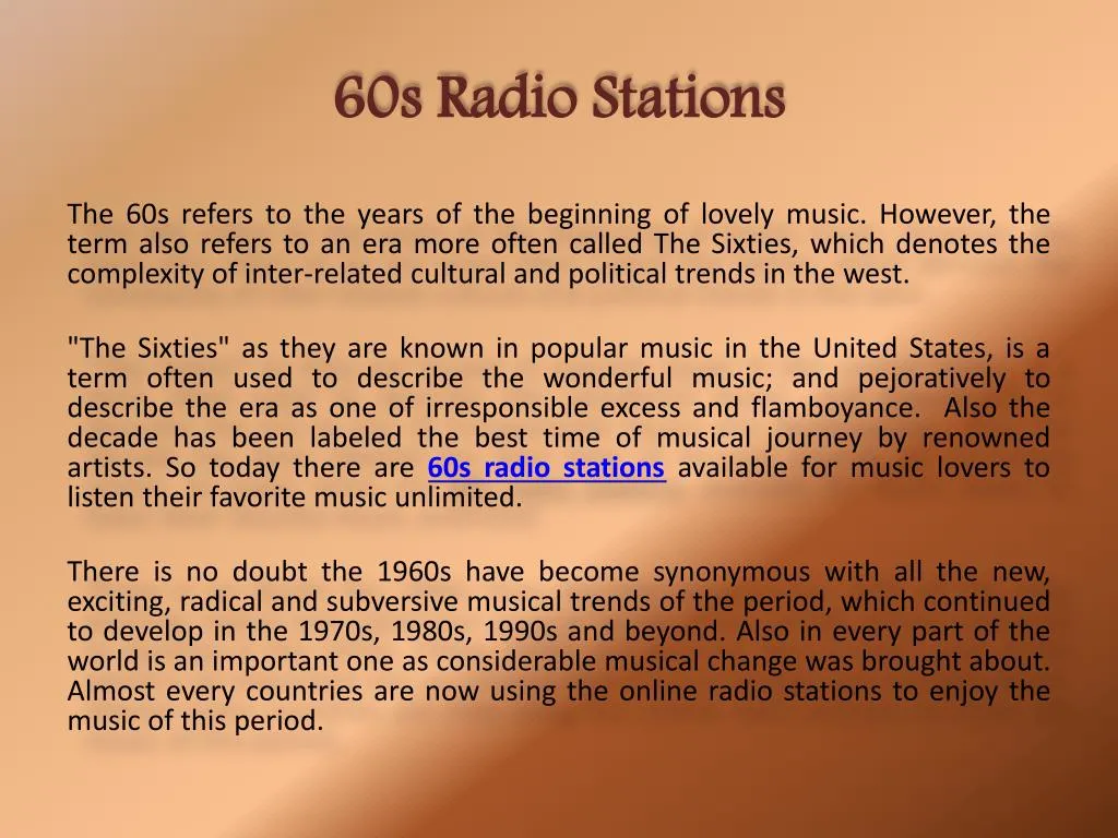 Ppt 60s Radio Stations Powerpoint Presentation Free Download