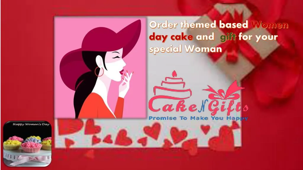 order themed based women day cake and gift n.