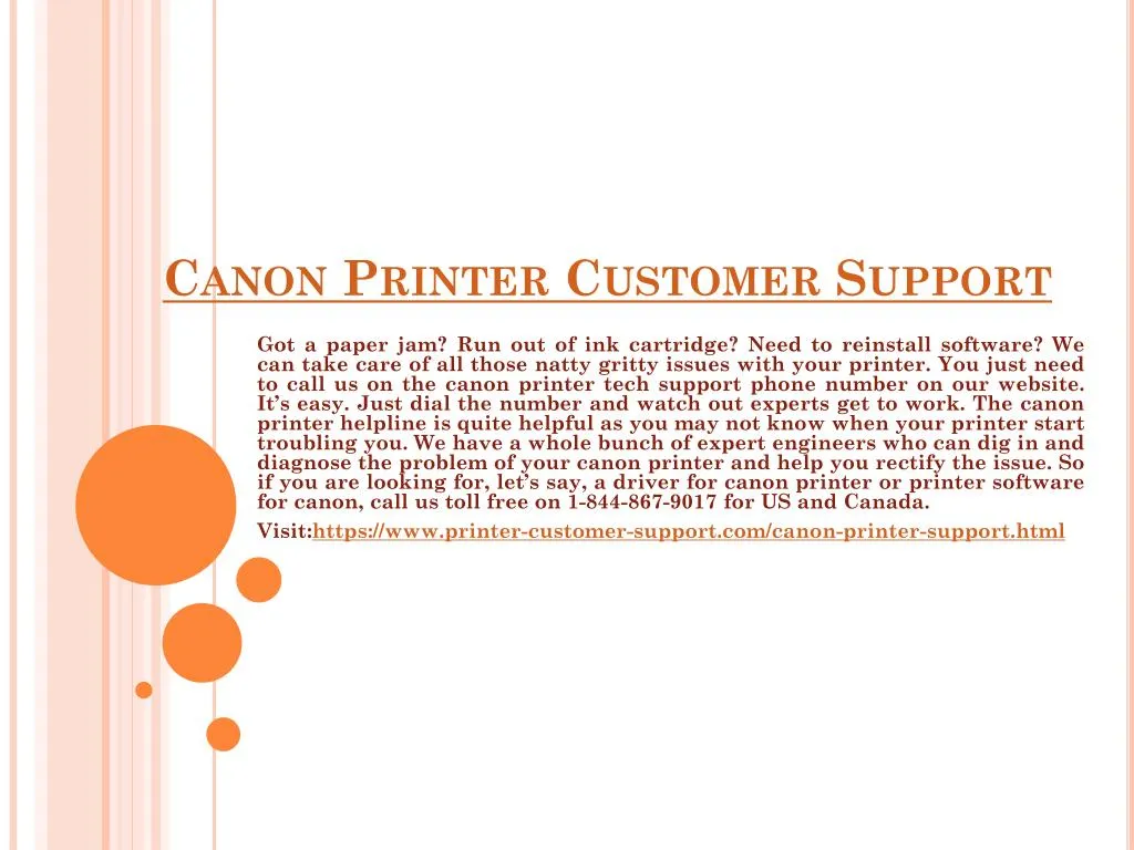 PPT Canon Printer Customer Support Tollfree Number PowerPoint