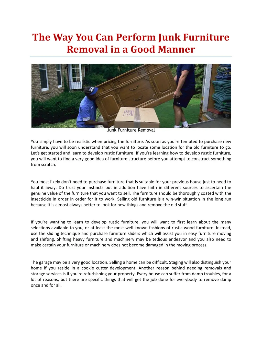 Ppt Junk Furniture Removal Powerpoint Presentation Free
