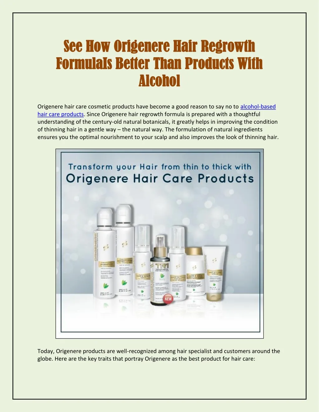 Ppt See How Origenere Hair Regrowth Formulais Better Than