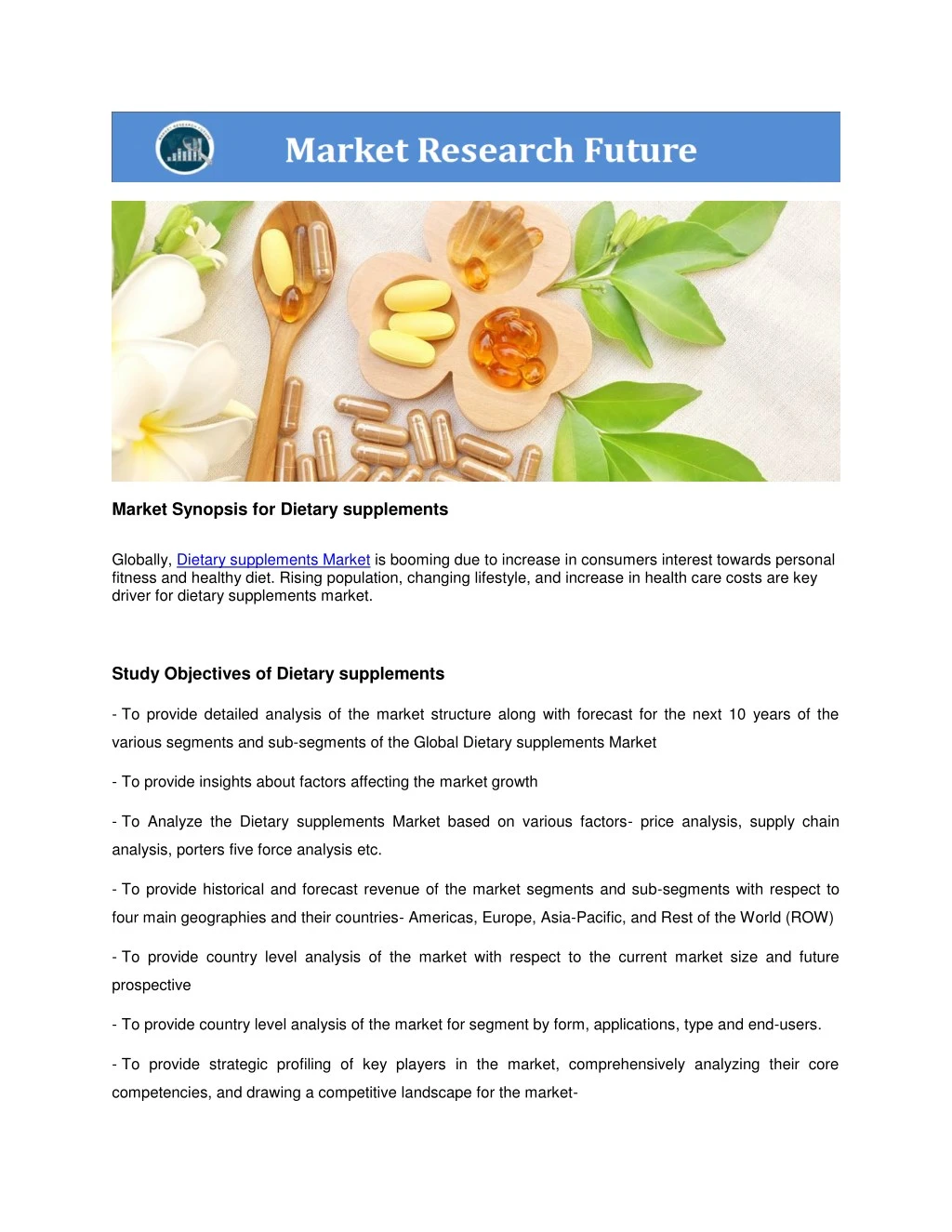 market synopsis for dietary supplements n.