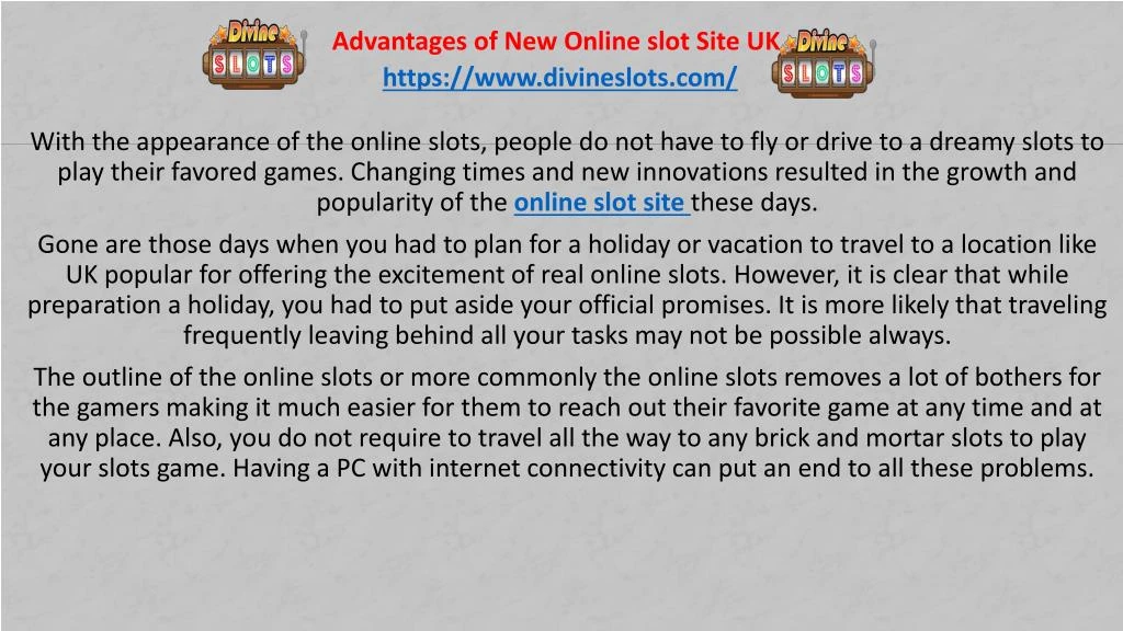 advantages of new online slot site uk n.