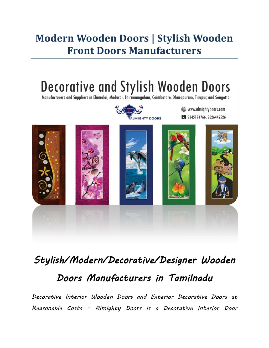 Ppt Decorative Designer Wooden Doors Manufacturers In