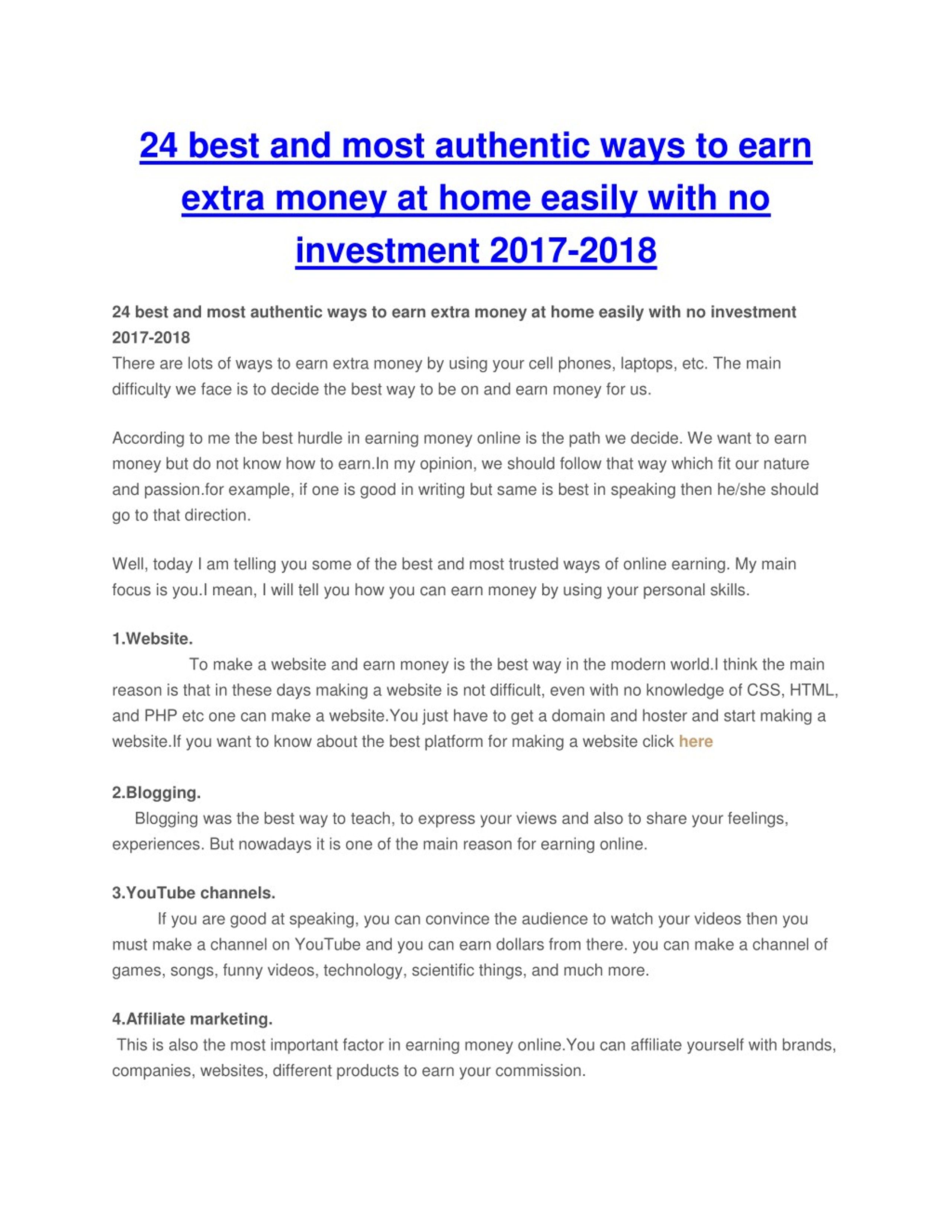 PPT - 24 best and most authentic ways to earn extra money at home