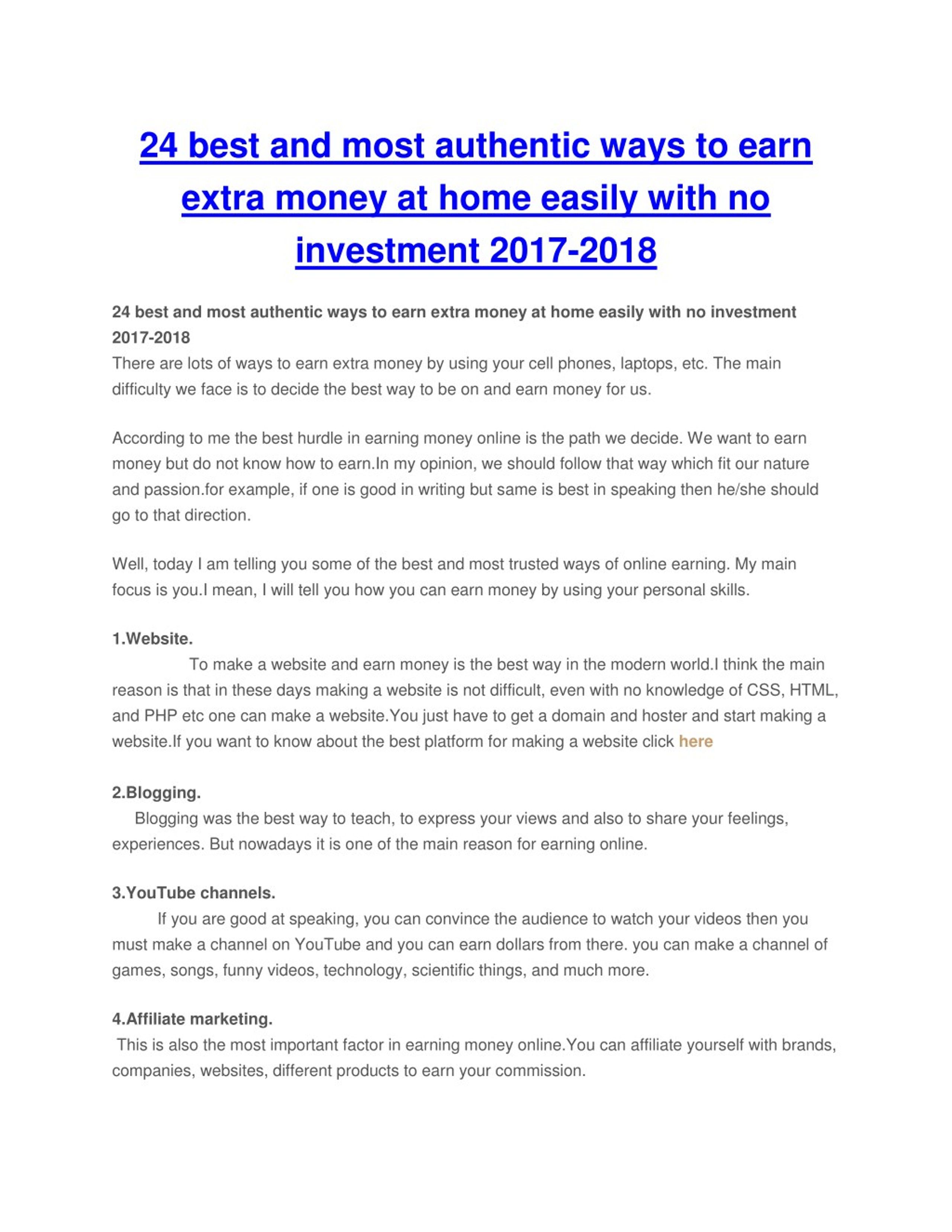 How to earn extra deals money from home