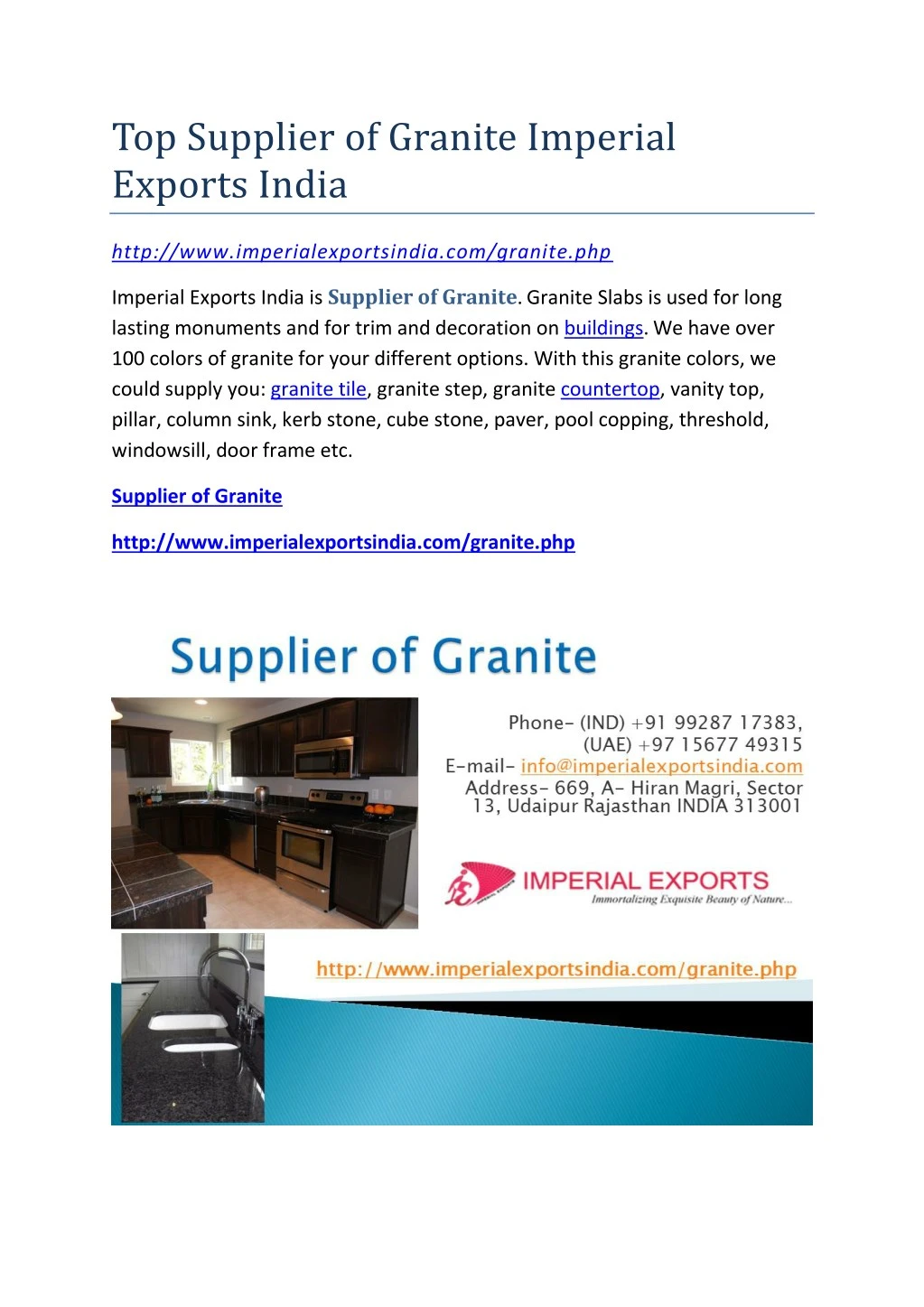 Ppt Top Supplier Of Granite Imperial Exports India Powerpoint