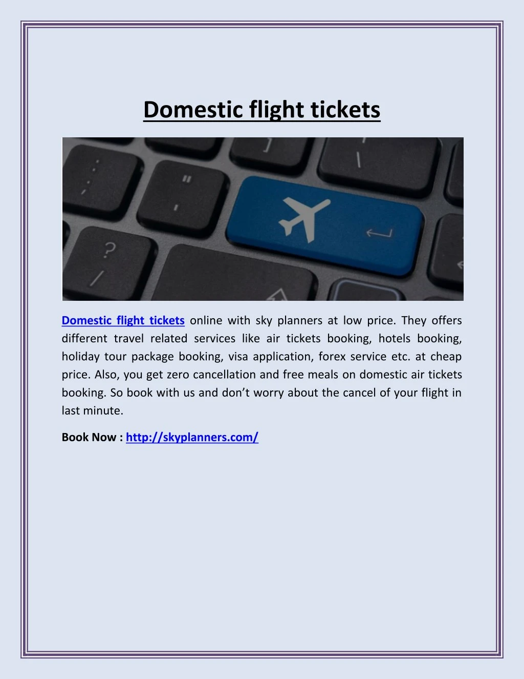 domestic flight tickets n.