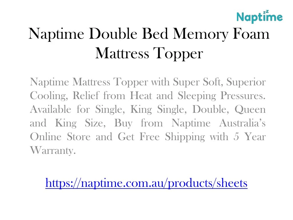 naptime double bed memory foam mattress topper n.