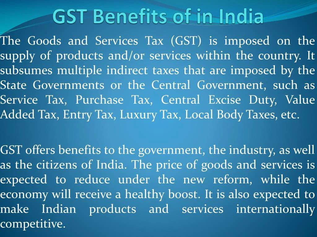 PPT - GST Benefits Of In India PowerPoint Presentation, Free Download ...