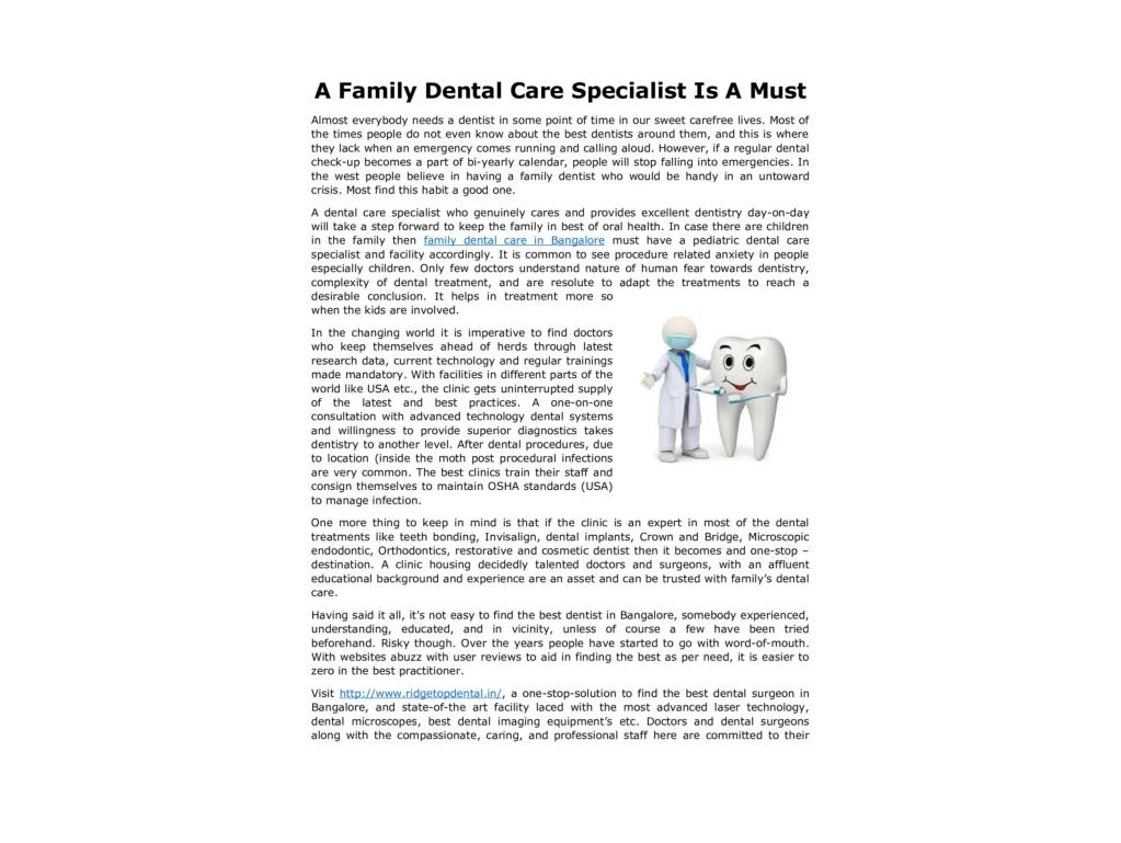 PPT A Family Dental Care Specialist Is A Must PowerPoint Presentation