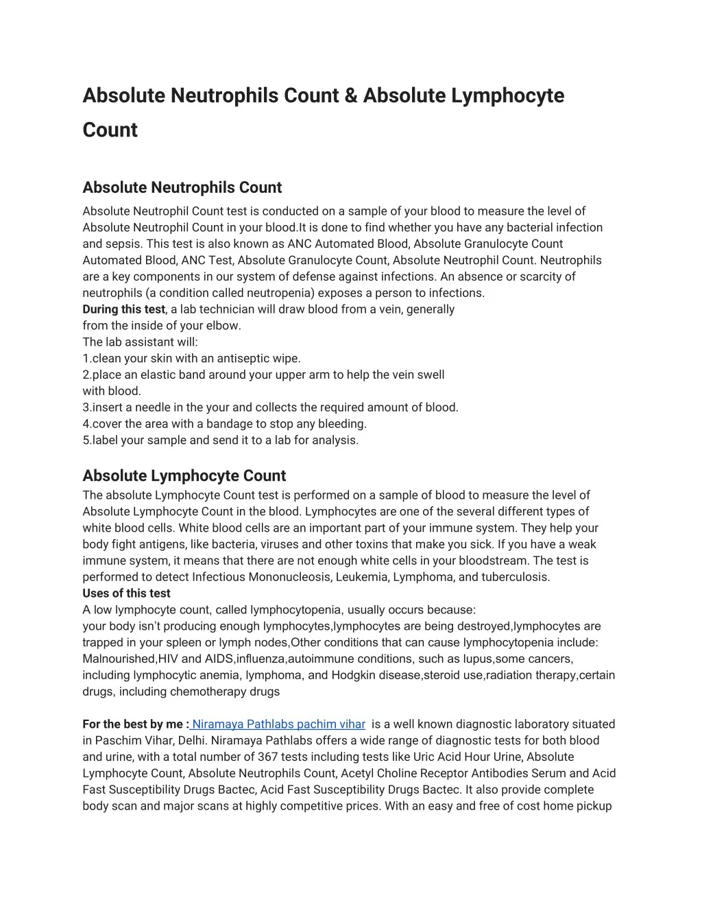 PPT Absolute Neutrophils Count & â€‹Absolute LymphocyteCount