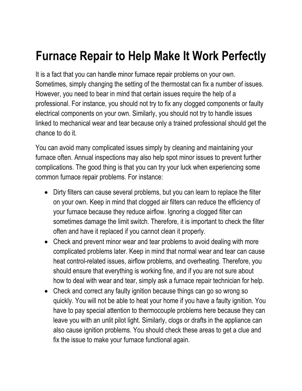 furnace repair to help make it work perfectly n.