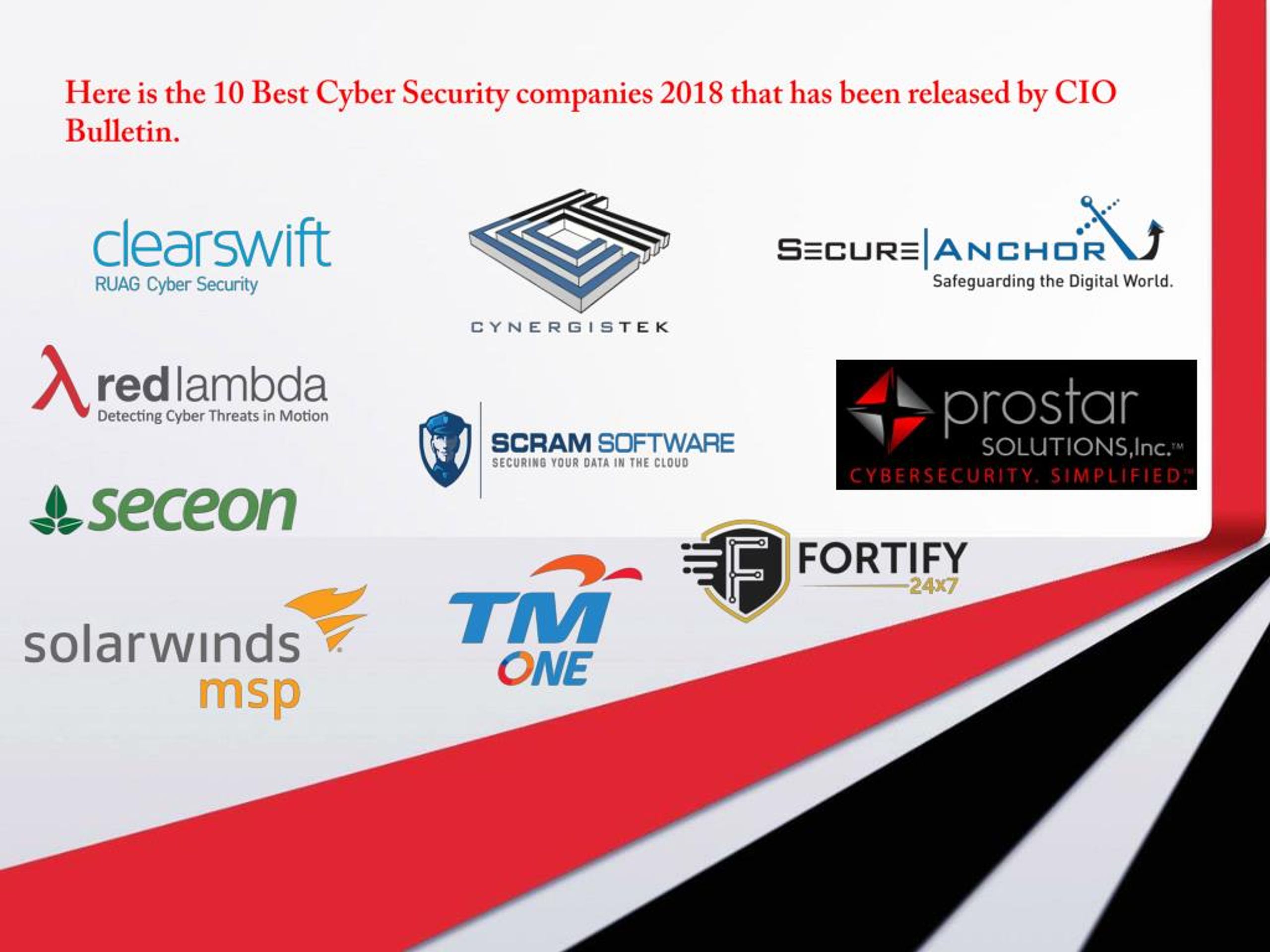 PPT 10 Best Cyber Security Companies 2018 by CIO Bulletin PowerPoint