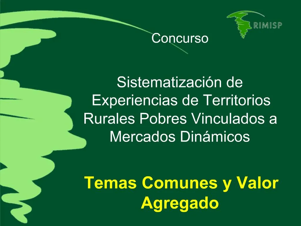 PPT - Concurso Sistematizaci N De Experiencias De Territorios Rurales ...